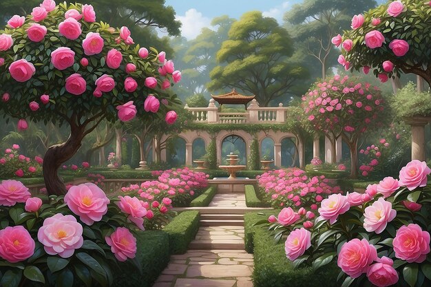 El majestuoso jardín de las camelias