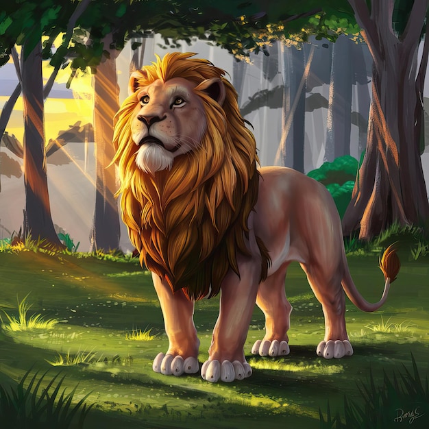 El majestuoso león rugiendo en una exuberante selva verde