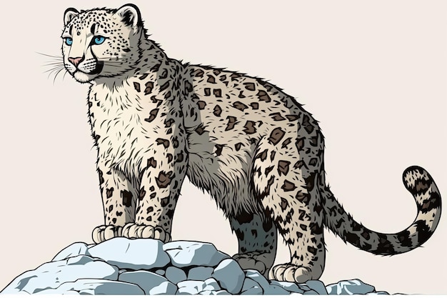 El majestuoso leopardo de las nieves se alza en un afloramiento rocoso AI generativa