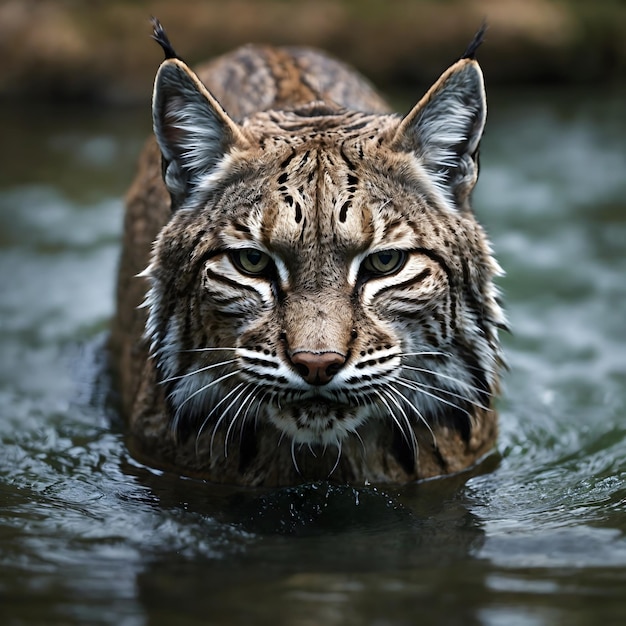 El majestuoso lince y el agua