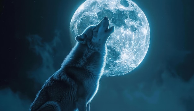 El majestuoso lobo aullando en una noche de luna