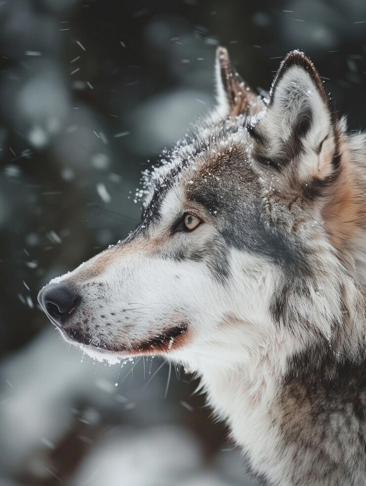 El majestuoso lobo en el desierto nevado