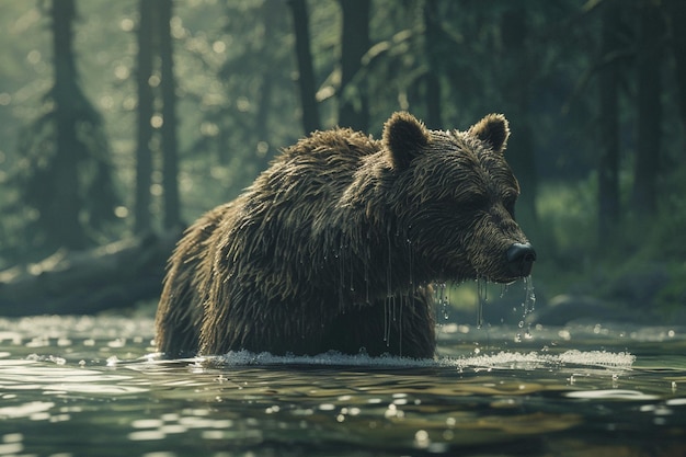 El majestuoso oso pardo pescando en un arroyo