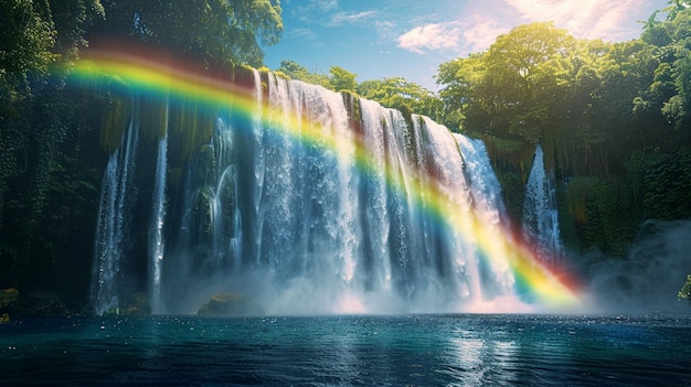 El majestuoso paisaje de la cascada del arco iris