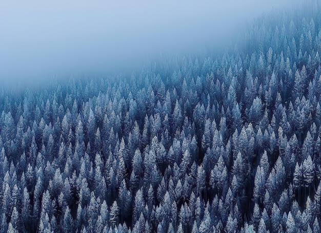 Majestuoso paisaje invernal Montañas nevadas y árboles forestalesxA