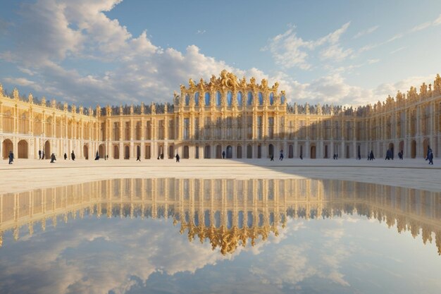 Un majestuoso palacio de Versalles con su grandiosa arquitectura y sus intrincados detalles