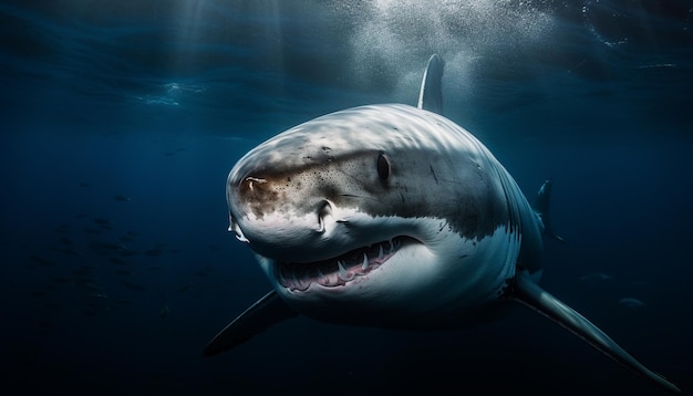 Majestuoso retrato de delfines afilados dientes en movimiento generado por IA