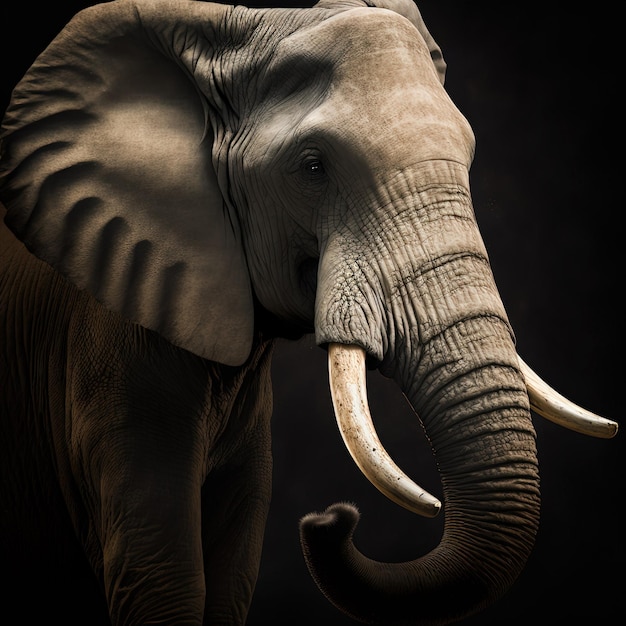 Majestuoso retrato de elefante en estudio Generative Ai