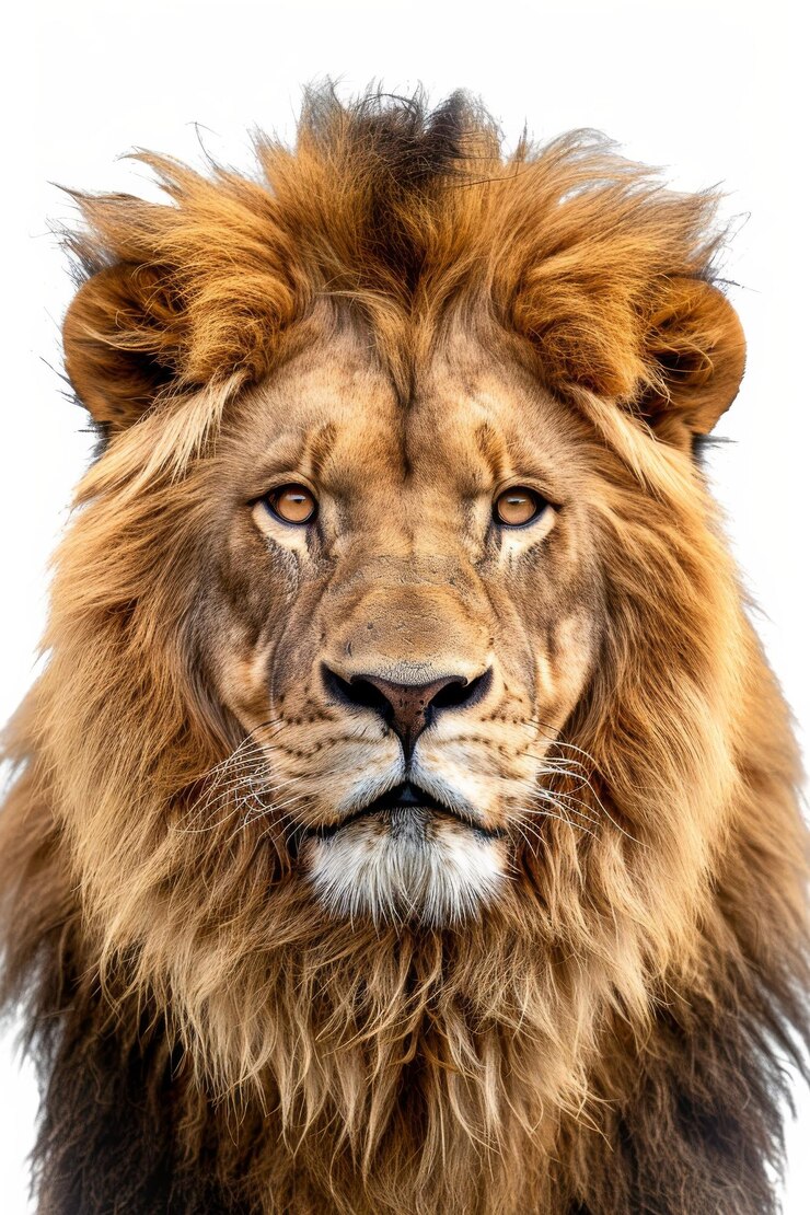 El majestuoso rey león africano Savanna