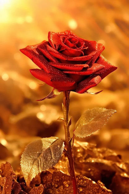 majestuoso rubí rosa roja fondo dorado