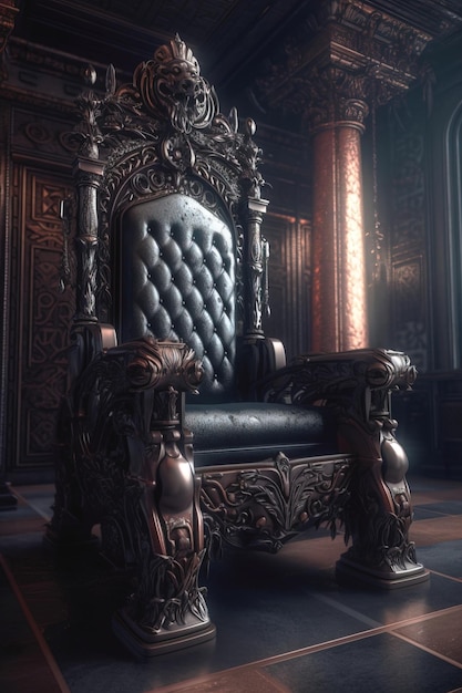 Majestuoso salón del trono decorado con motivos en la penumbra