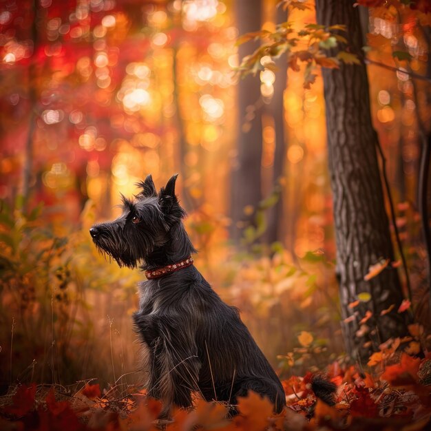 El majestuoso terrier escocés posando con gracia en la exuberante vegetación