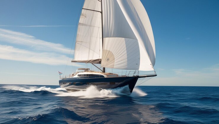 Foto un majestuoso velero atravesando el océano abierto