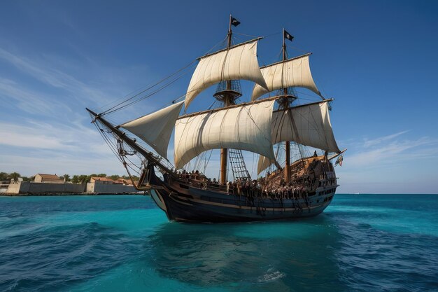 Foto el majestuoso velero en el mar abierto