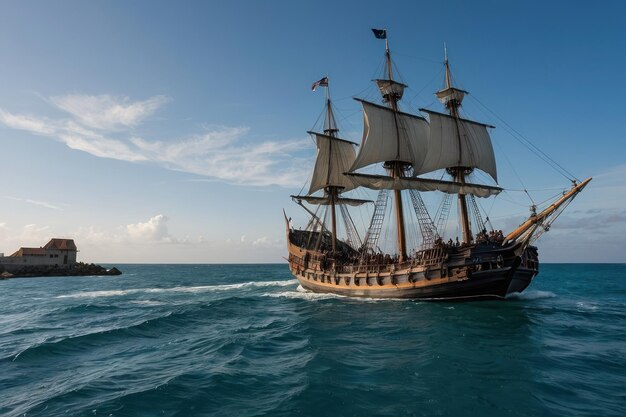 Foto el majestuoso velero en el mar abierto