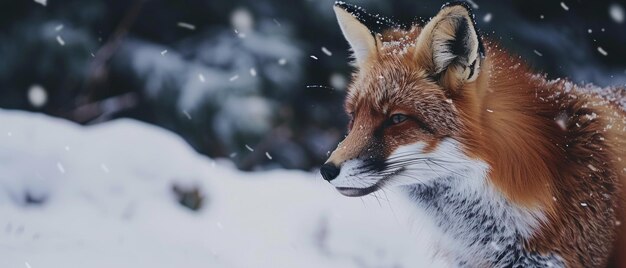 El majestuoso zorro rojo en un bosque nevado alerta y listo contra un país de las maravillas del invierno