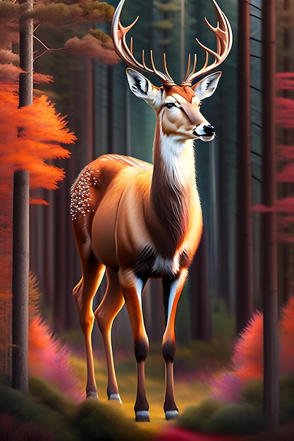 Majestuosos ciervos en el bosque Arte digital