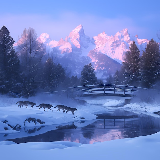 Los majestuosos lobos de la montaña del amanecer