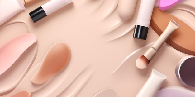 Make-up-Flasche mit einer Creme auf dem Hintergrund einer Creme.