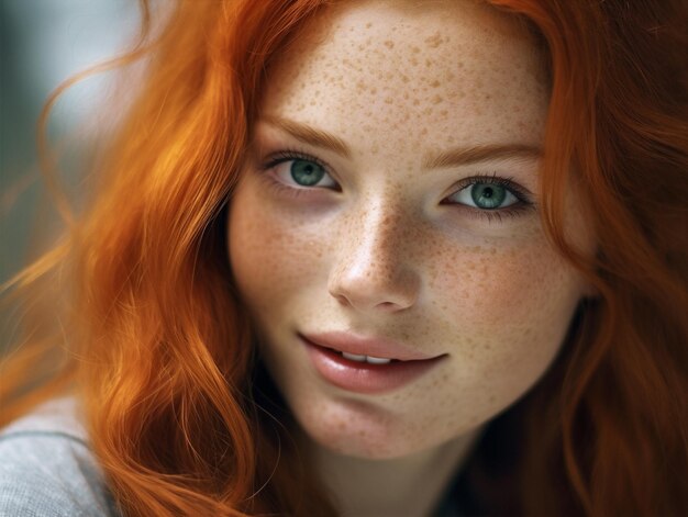 Foto make-up frau freckles gesicht haut weiß junges nahaufnahme-modell porträt schönheit generative ki