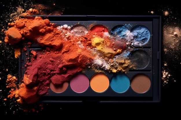 Foto make-up-puderpalette auf schwarz