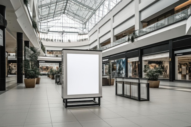 Makelloses leeres Mockup-Schild in einem belebten öffentlichen Einkaufszentrum