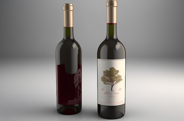 Makelloses Weinflaschenetikett 3D-Rendering für individuelle Design-Anzeige
