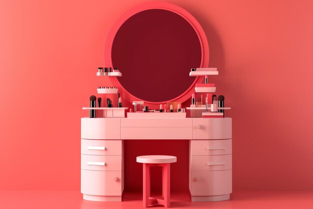 Foto makeup vanity y mirror una elegante vanidad de maquillaje con un espejo