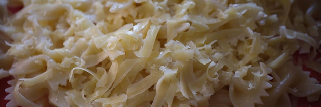 Makkaroni-Bogen mit geriebenem Käse köstliche italienische Farfalle-Nudeln mit Käsesauce köstlich