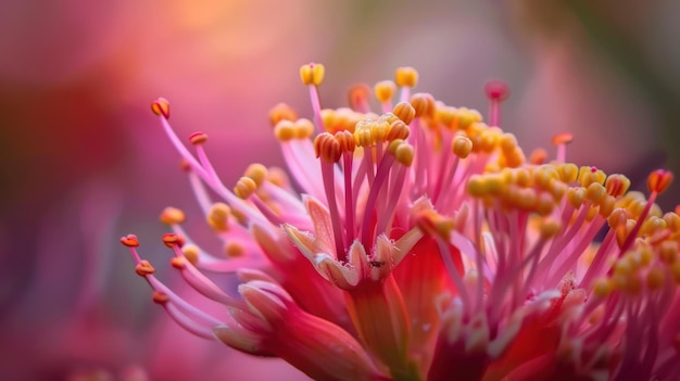 Makro-Aufnahme von exotischen Blütenstämmen Eine Makro-Fotografie zeigt die lebendigen und zarten Stämmen einer exotischen blume, die die komplizierte Schönheit der Natur in atemberaubenden Details hervorheben