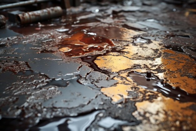Foto makro-aufnahme von metallrückständen auf einem fabrikboden