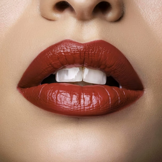 Makro mehrfarbige Lippen einer Frau