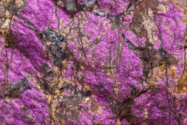 Makro-Mineralstein purpureus lila Purpurit in der Rasse einen weißen Hintergrund