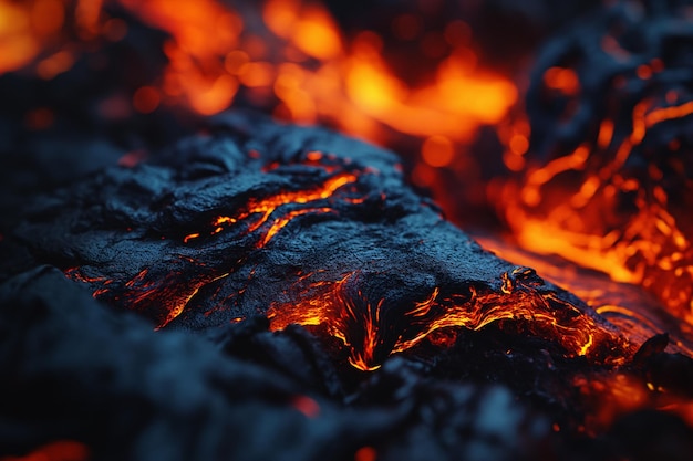 Makro-Schuss aus heißer Lava