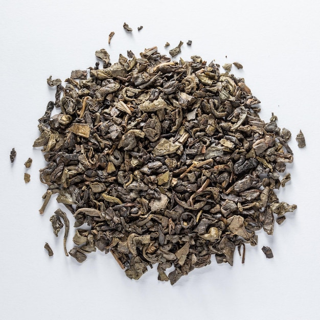 Makro von getrocknetem grünem Tee bereit, Infusionen zu machen