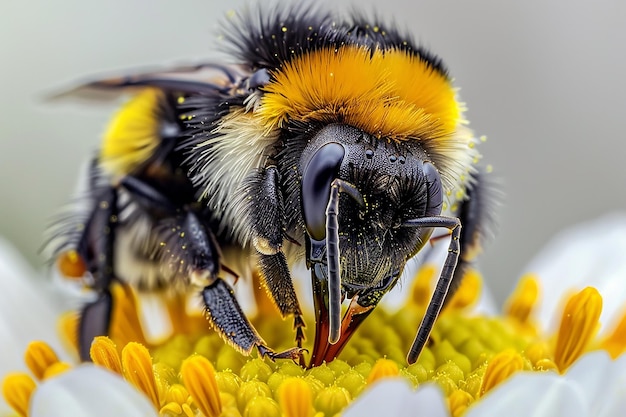 Foto makroansicht bienen bestäuben in der winzigen insektenwelt