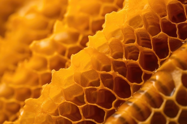 Makroansicht der Bienenwachswabenstruktur, die mit generativer KI erstellt wurde