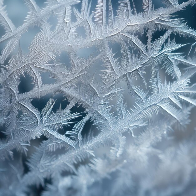 Makroansicht von Frost auf einer Fensterscheibe