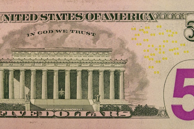 Makroaufnahme der fünf-Dollar-Banknote