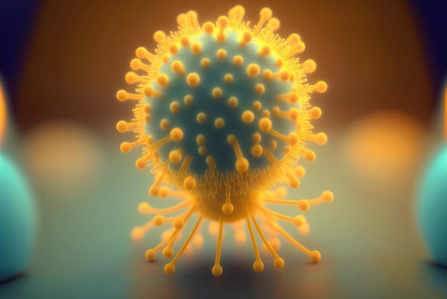 Makroaufnahme des Virus Mikrobiologie Pathogenzelle Generative KI