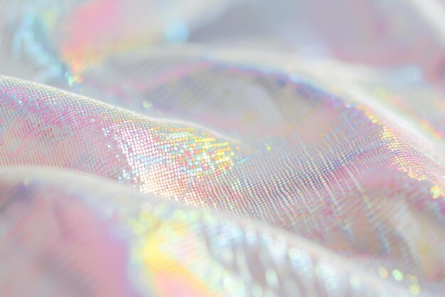 Makroaufnahme einer abstrakten Regenbogen-Holographie mit verschwommenem Hintergrund