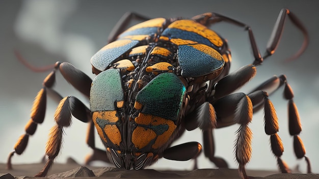 Makroaufnahme eines seltsamen, von der KI generierten Käfers