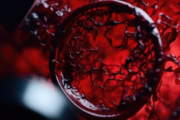 Makroaufnahme roter Blutkörperchen in der Arterie Generative KI