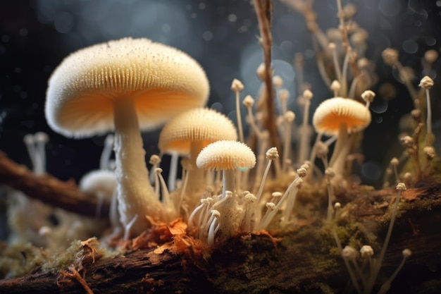 Makroaufnahme von Sporen, die aus einem Puffball-Pilz austreten