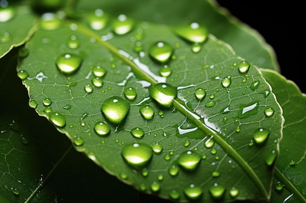 Makroaufnahme von Wassertropfen auf einem Blatt