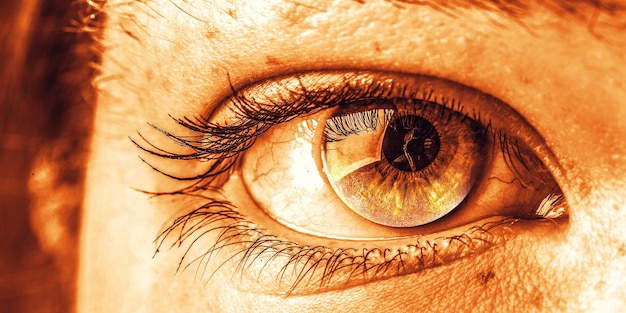 Makrobild des menschlichen Auges. Gemischte Medien