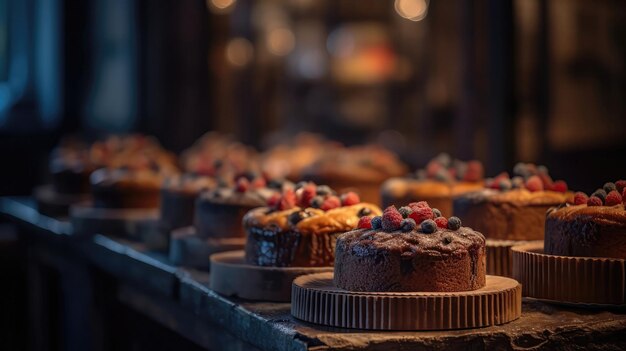 Makrofoto-Kuchen auf Stein Rustikaler Pub Generative KI