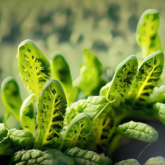 Makrofoto von frischem Grün in einem Feldbeet 2