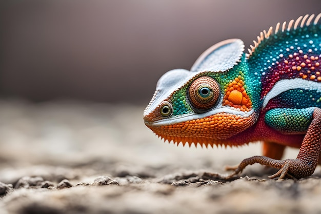 Makrofotografie mehrfarbiges Kamäleon Nahbild Kopf