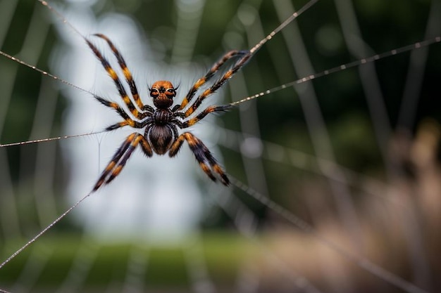 Makrofotografie von Spinnwebenmustern im Wald